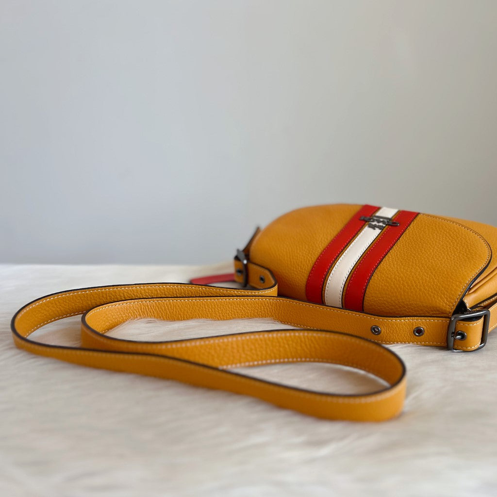 Coach Mustard Leather Colour Block Detail Crossbody Shoulder Bag Like New