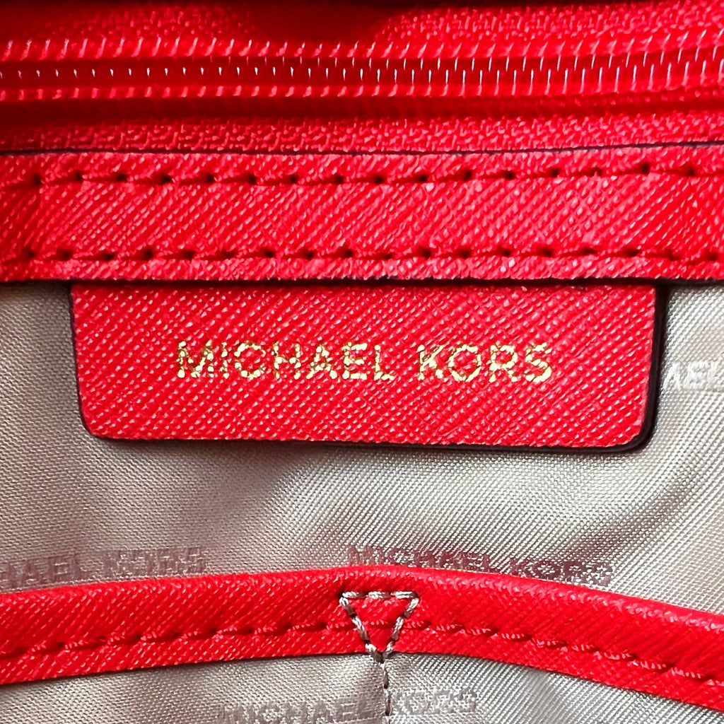 Michael Kors Red Leather Triple Compartment 2 Way Shoulder Bag Excellent