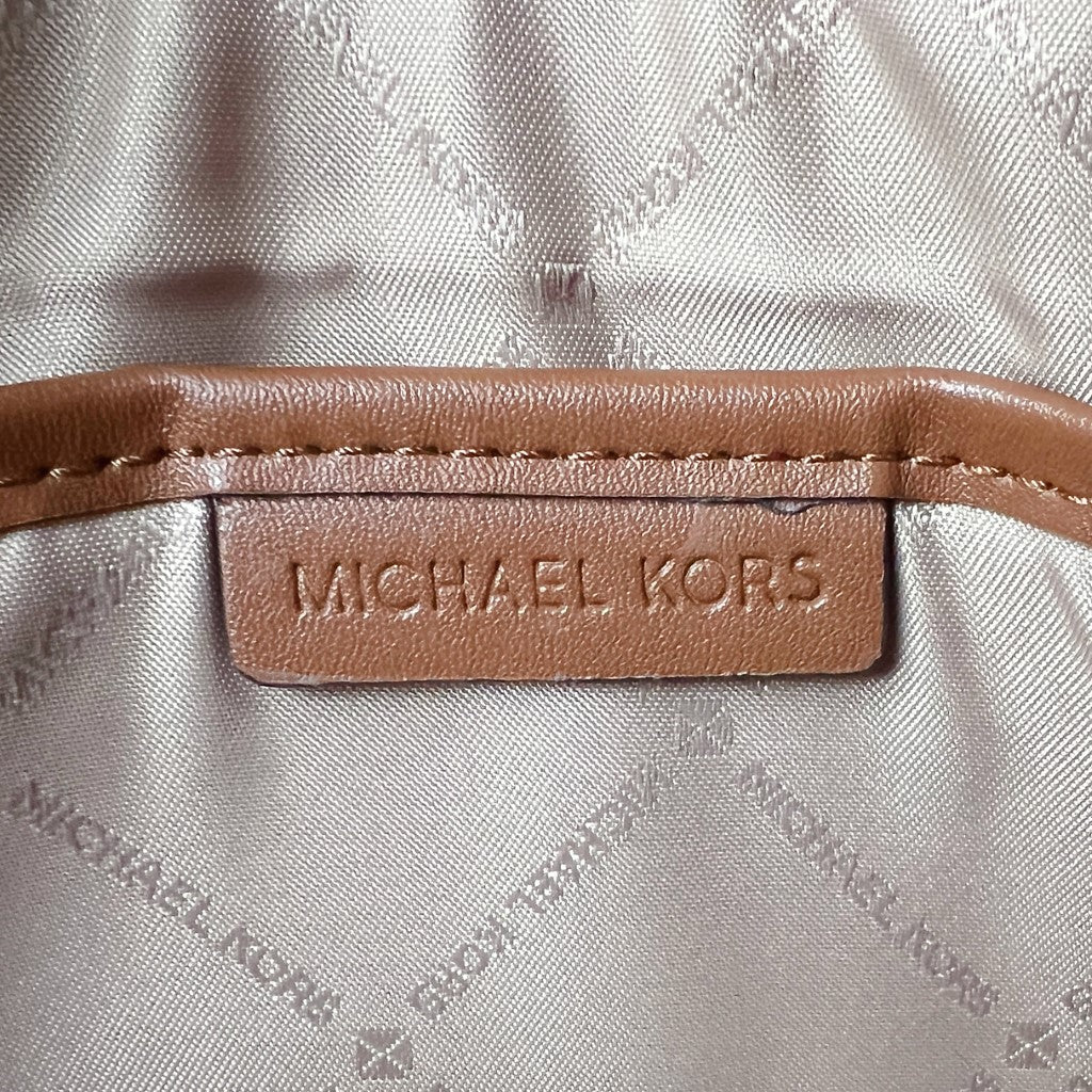 Michael Kors Caramel Leather Denim Gold Chain Detail Crossbody Shoulder Bag Excellent