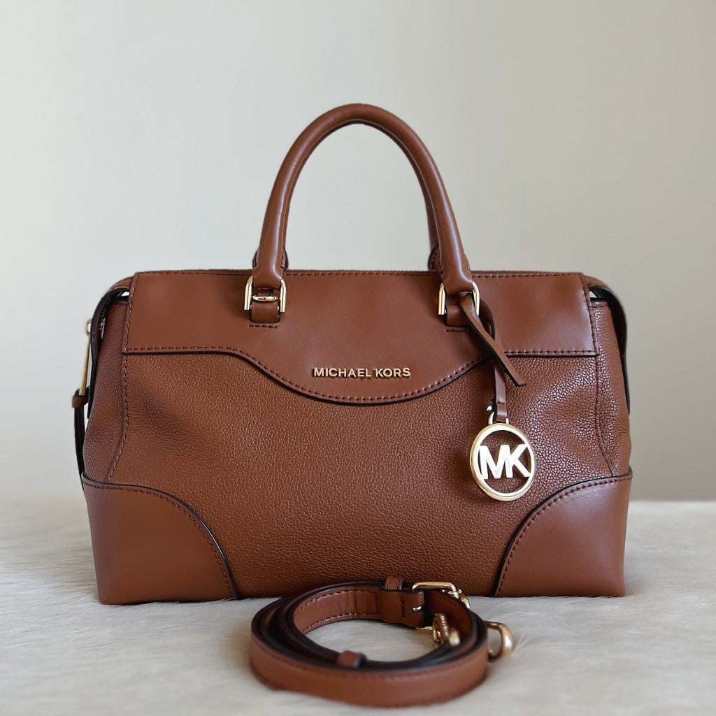 Michael Kors Caramel Leather Boston 2 Way Shoulder Bag Excellent