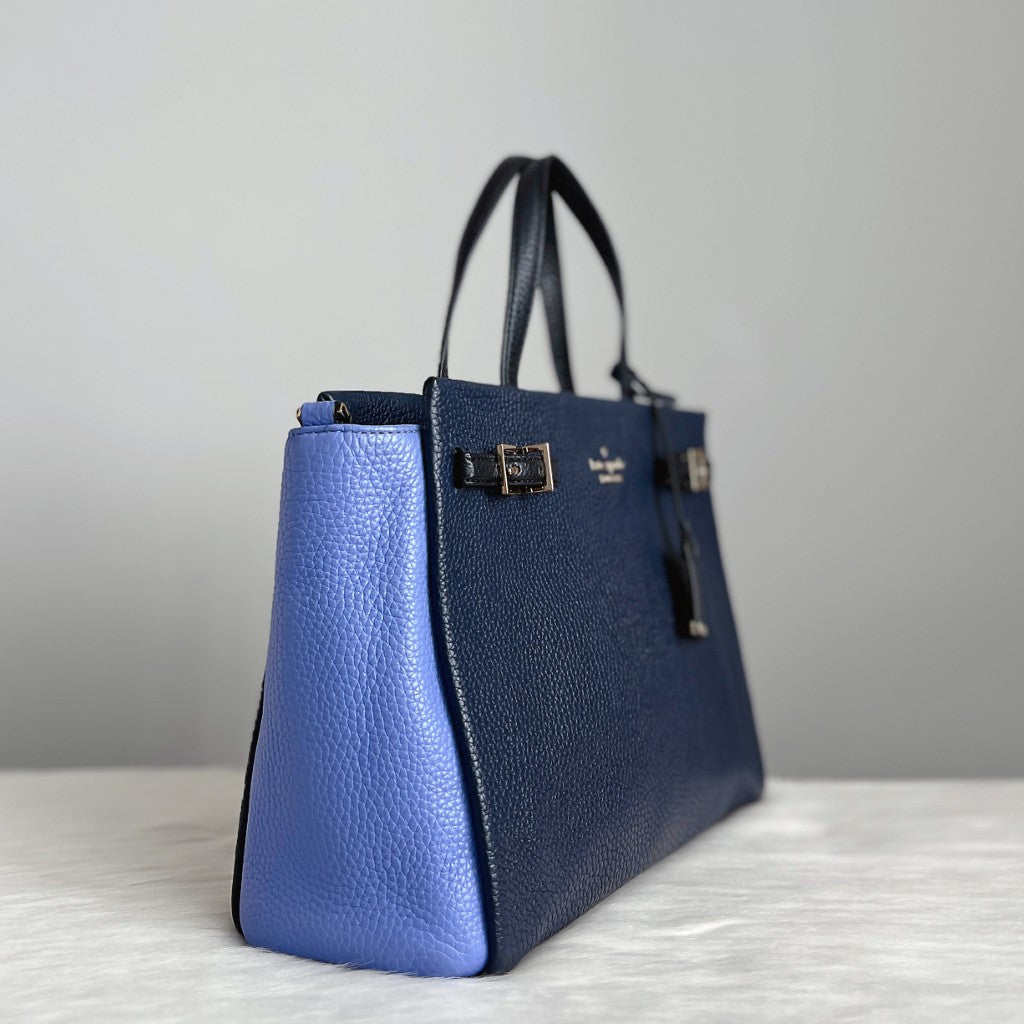 Kate Spade Two Tone Leather Front Logo Career 2 Way Shoulder Bag Like New