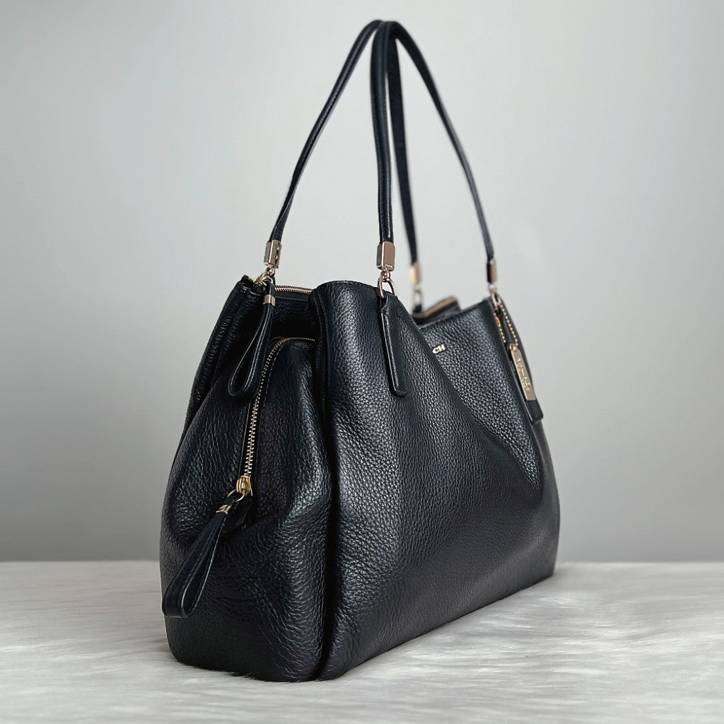Coach Black Leather Triple Compartment Career Shoulder Bag Like New