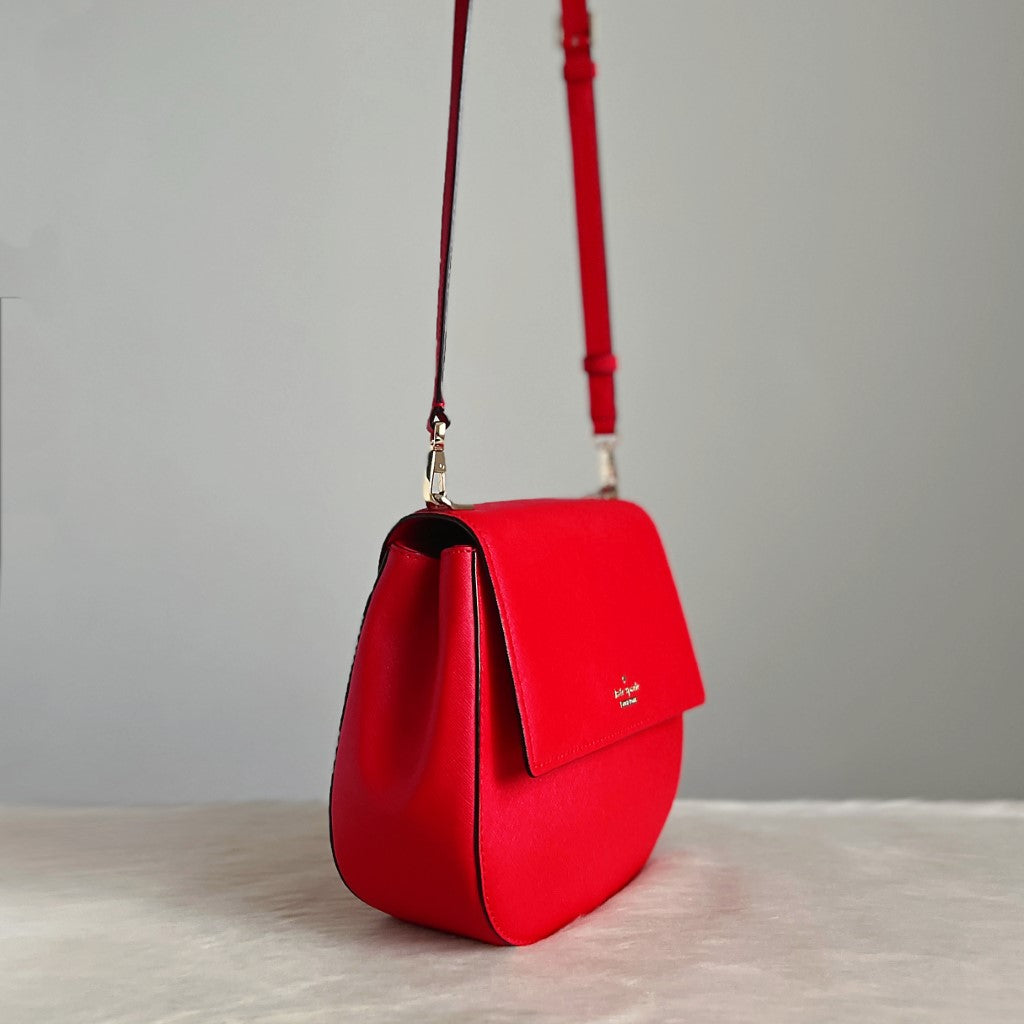 Kate Spade Red Leather Front Logo Crossbody Shoulder Bag Like New