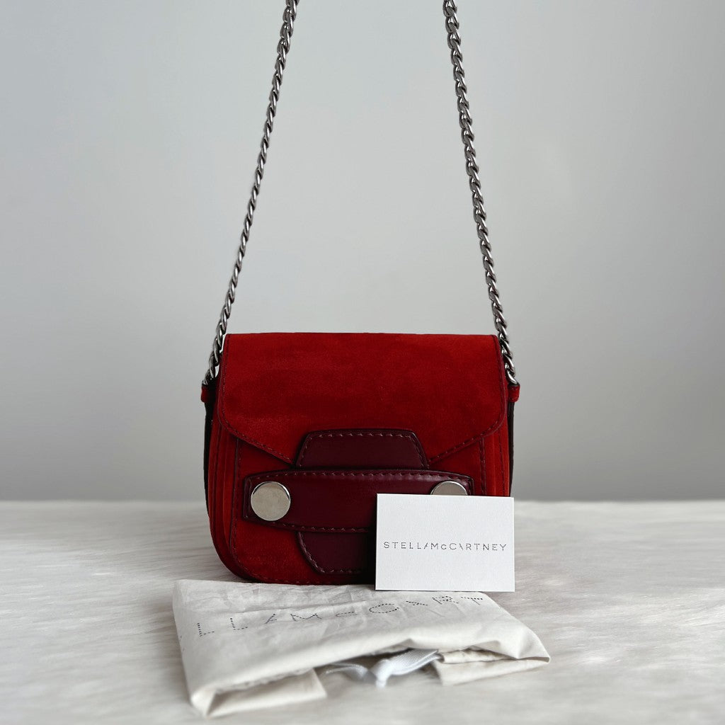 Stella Mccartney Bordeaux Flap Detail Small Crossbody Shoulder Bag Excellent