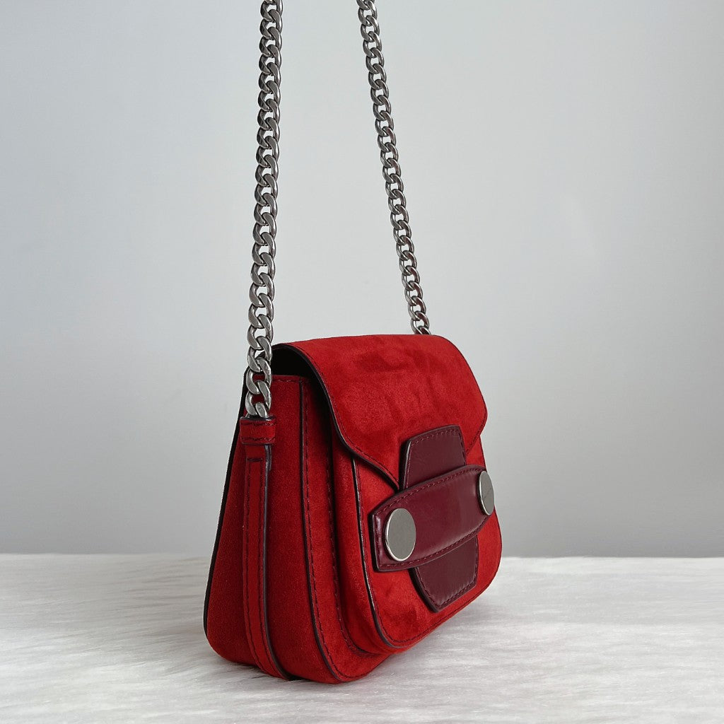 Stella Mccartney Bordeaux Flap Detail Small Crossbody Shoulder Bag Excellent