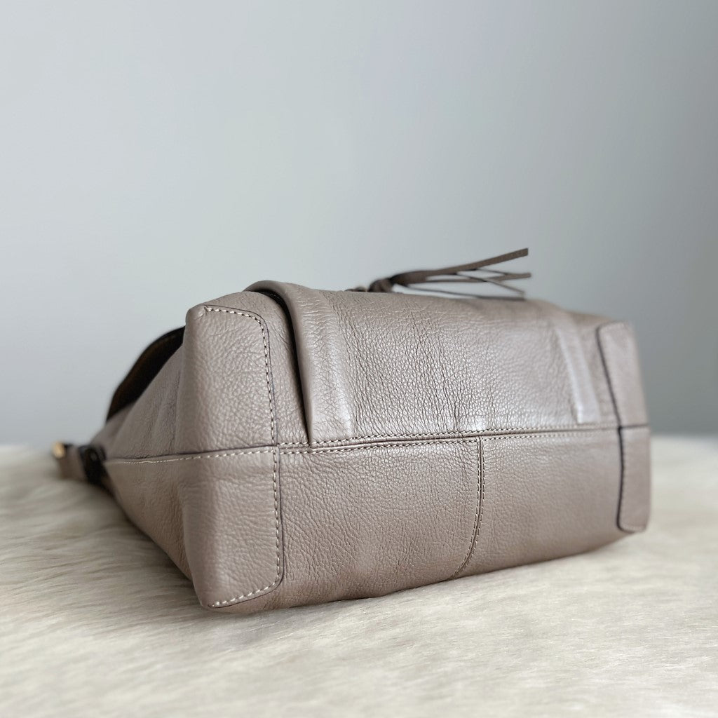 See by Chloe Taupe Leather Suede Ring Detail 2 Way Shoulder Bag Excellent