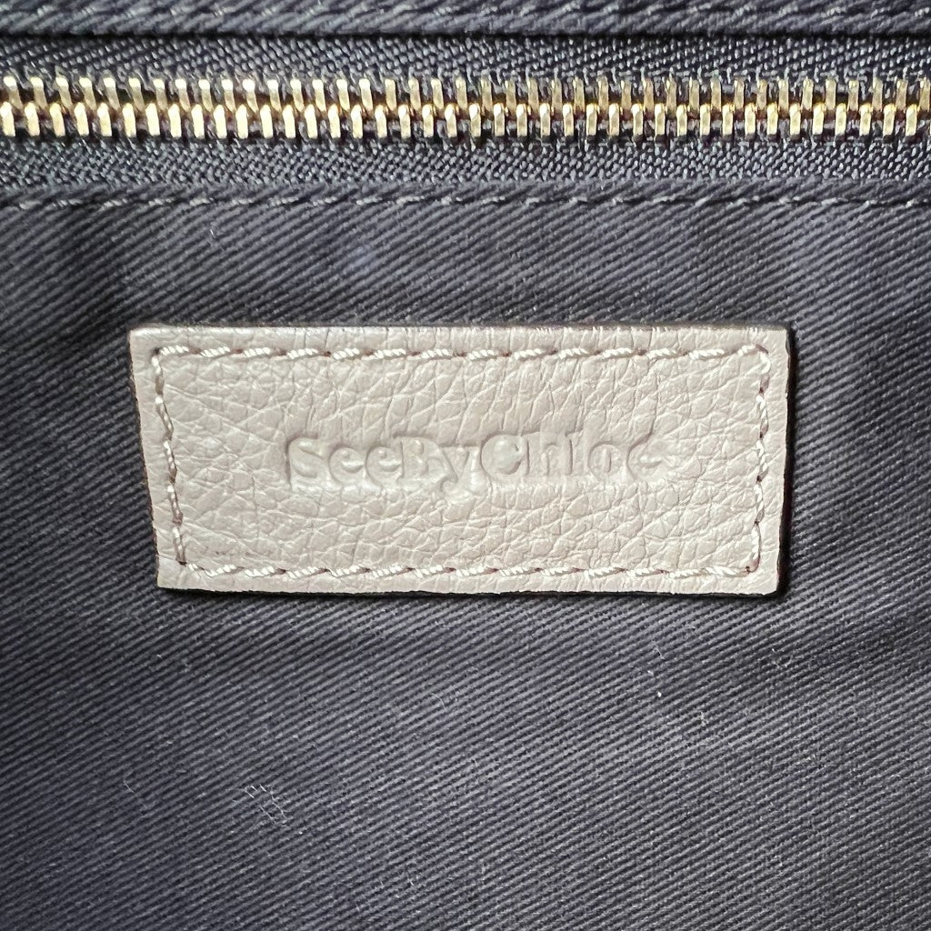 See by Chloe Taupe Leather Suede Ring Detail 2 Way Shoulder Bag Excellent