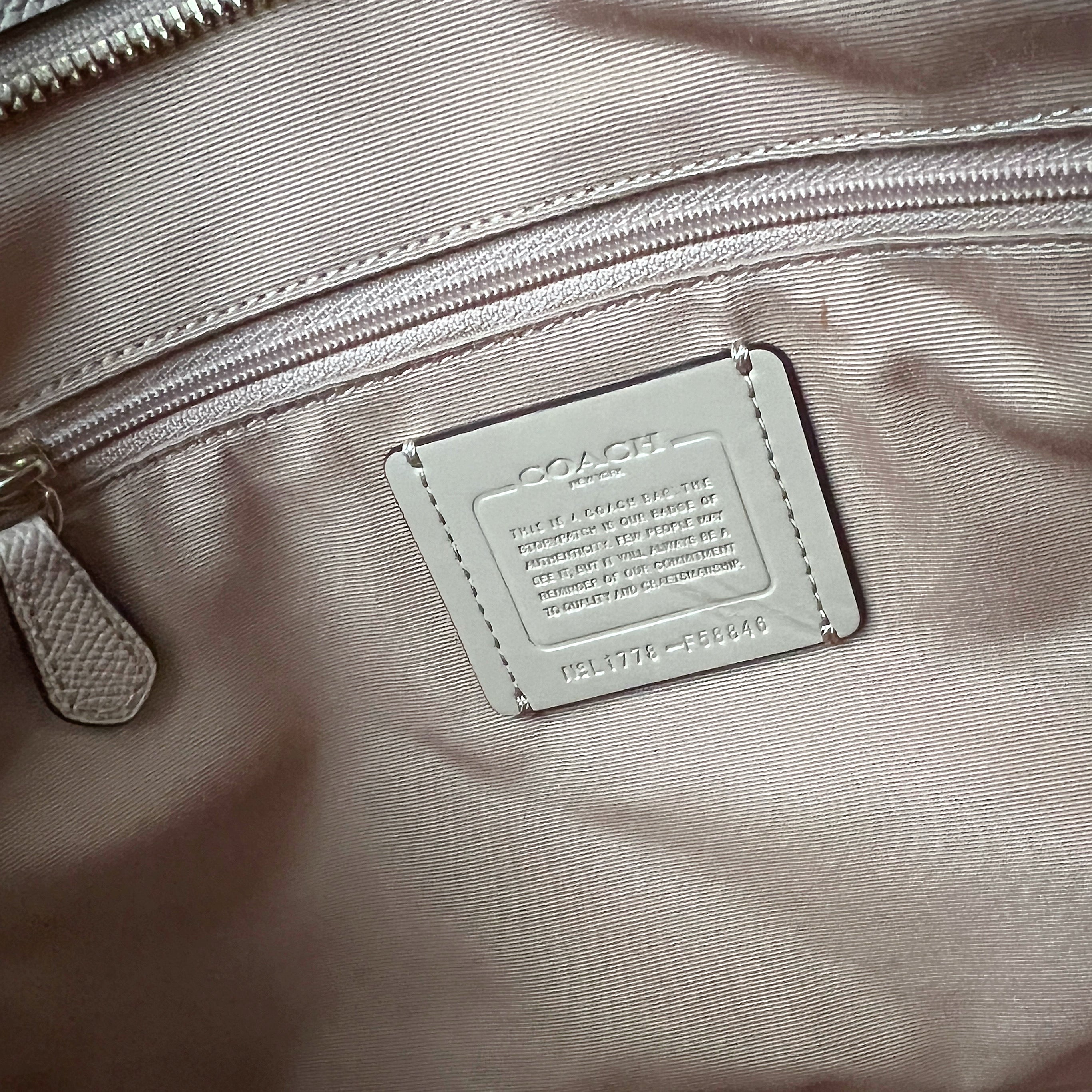 Coach Beige Leather Front Logo Shopper Shoulder Bag