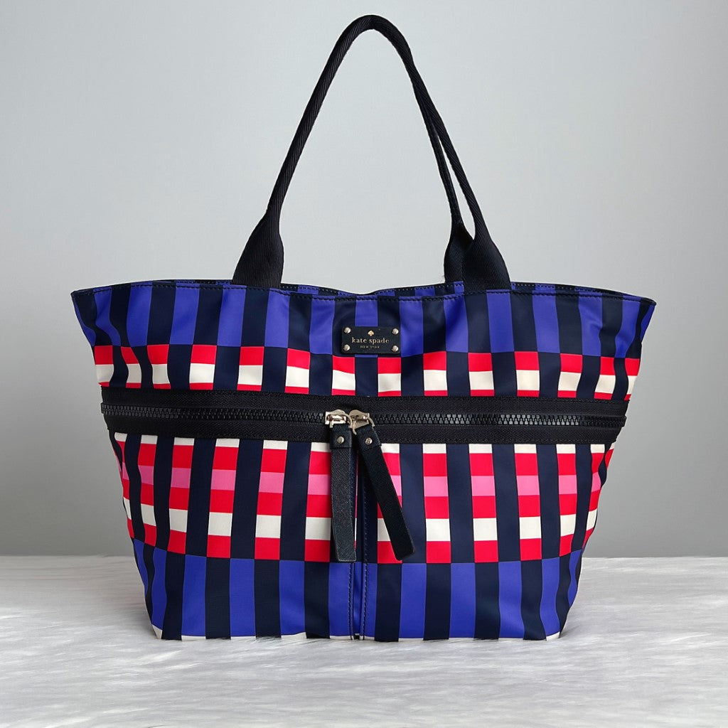 Kate Spade Colour Block Front Logo Large Carryall Shoulder Bag Excellent