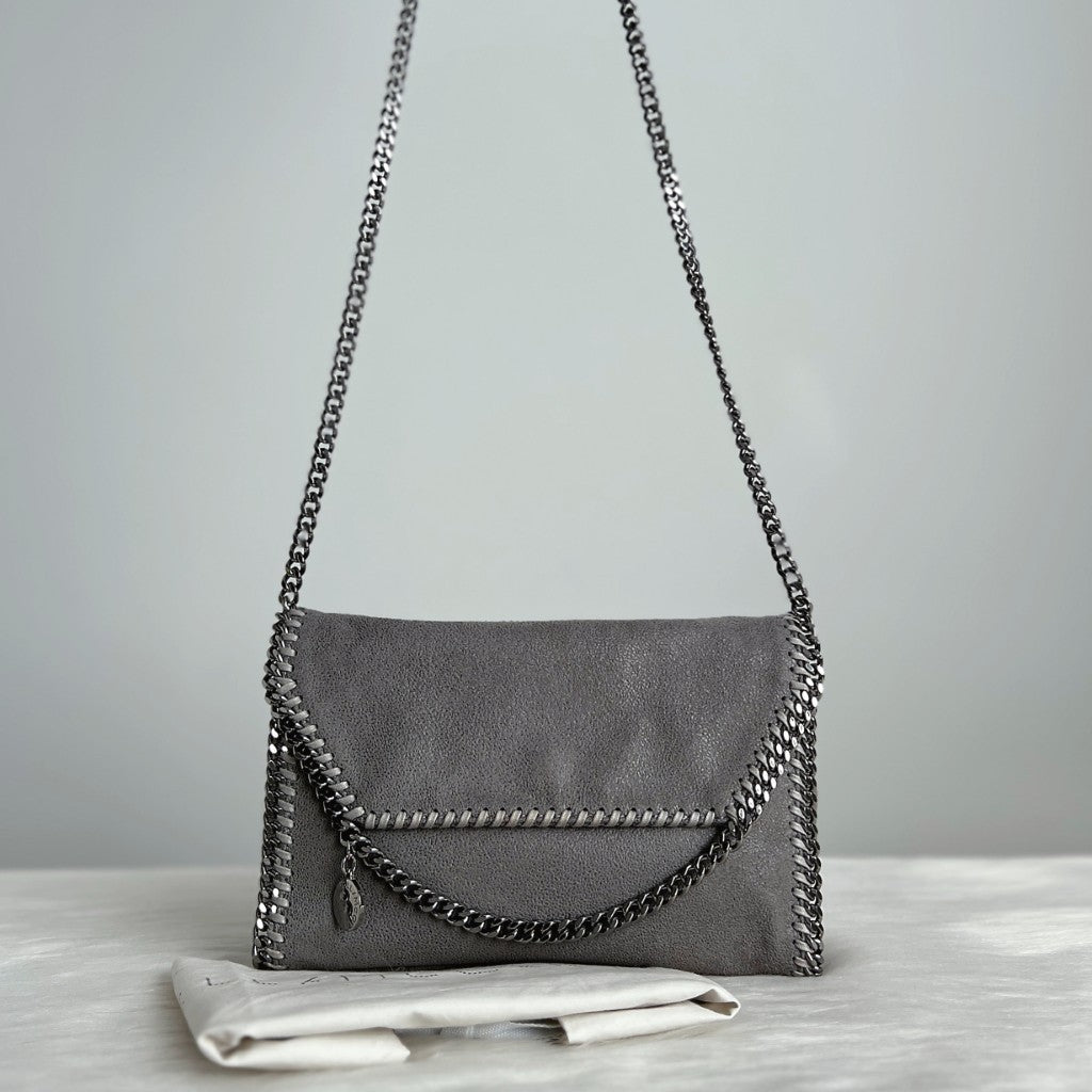 Stella Mccartney Grey Signature Flap Falabella Crossbody Shoulder Bag Excellent