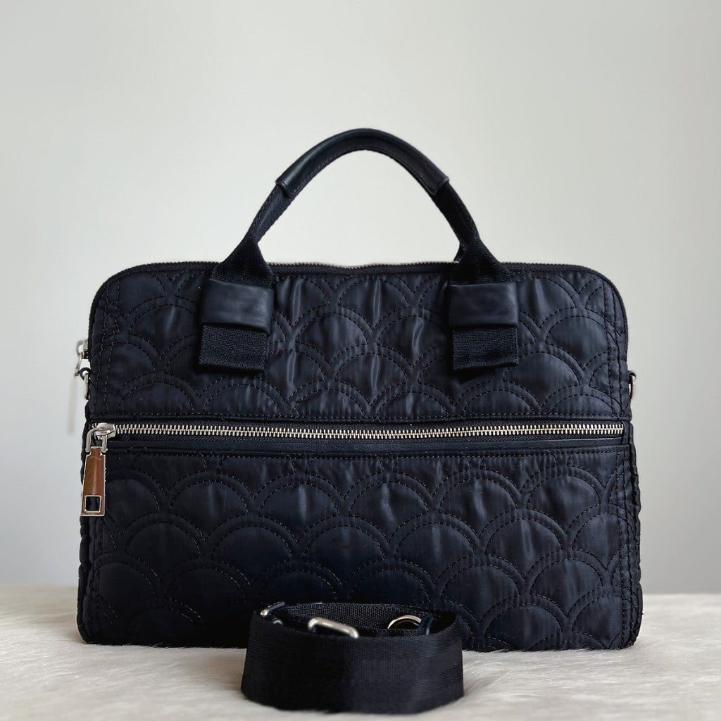 Marc Jacobs Black Embossed Pattern 2 Way Laptop Shoulder Bag