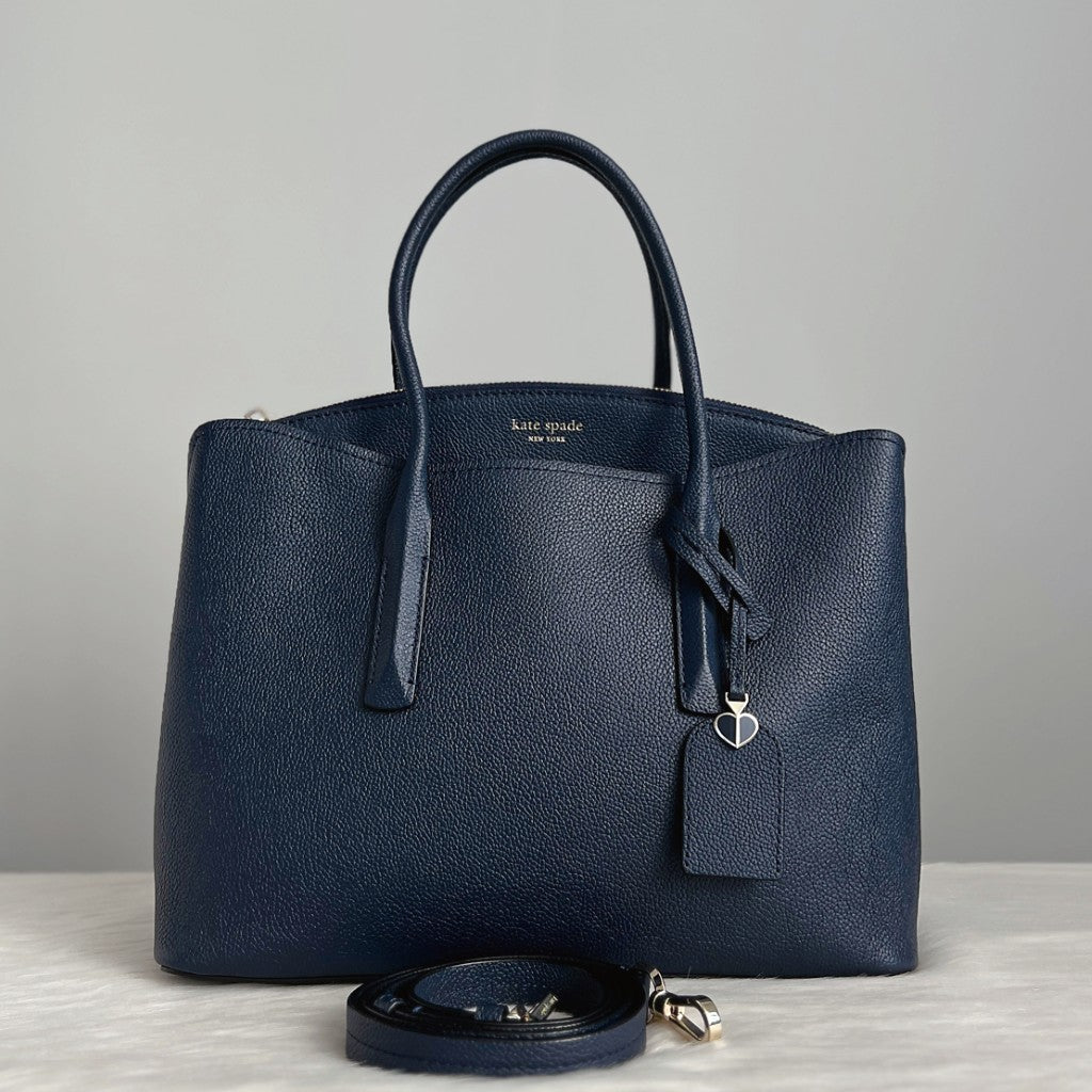 Kate Spade Navy Leather Triple Compartment 2 Way Shoulder Bag Like New