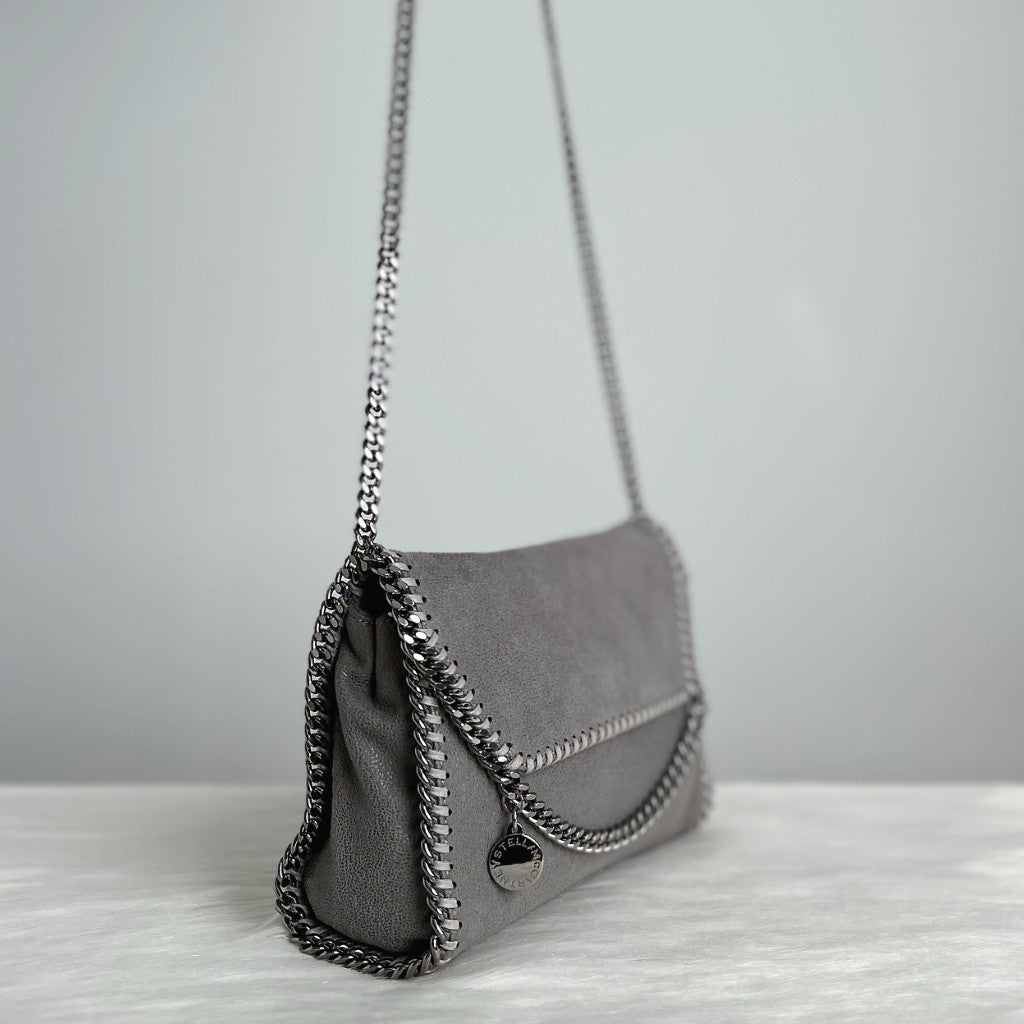 Stella Mccartney Grey Signature Flap Falabella Crossbody Shoulder Bag Excellent