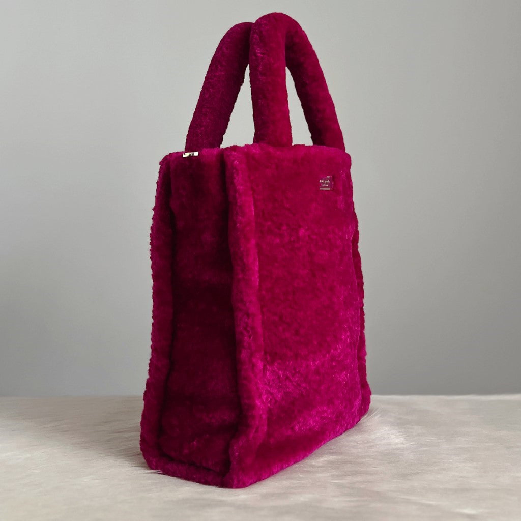 Kate Spade Fuchsia Teddy Shopper 2 Way Shoulder Bag Like New