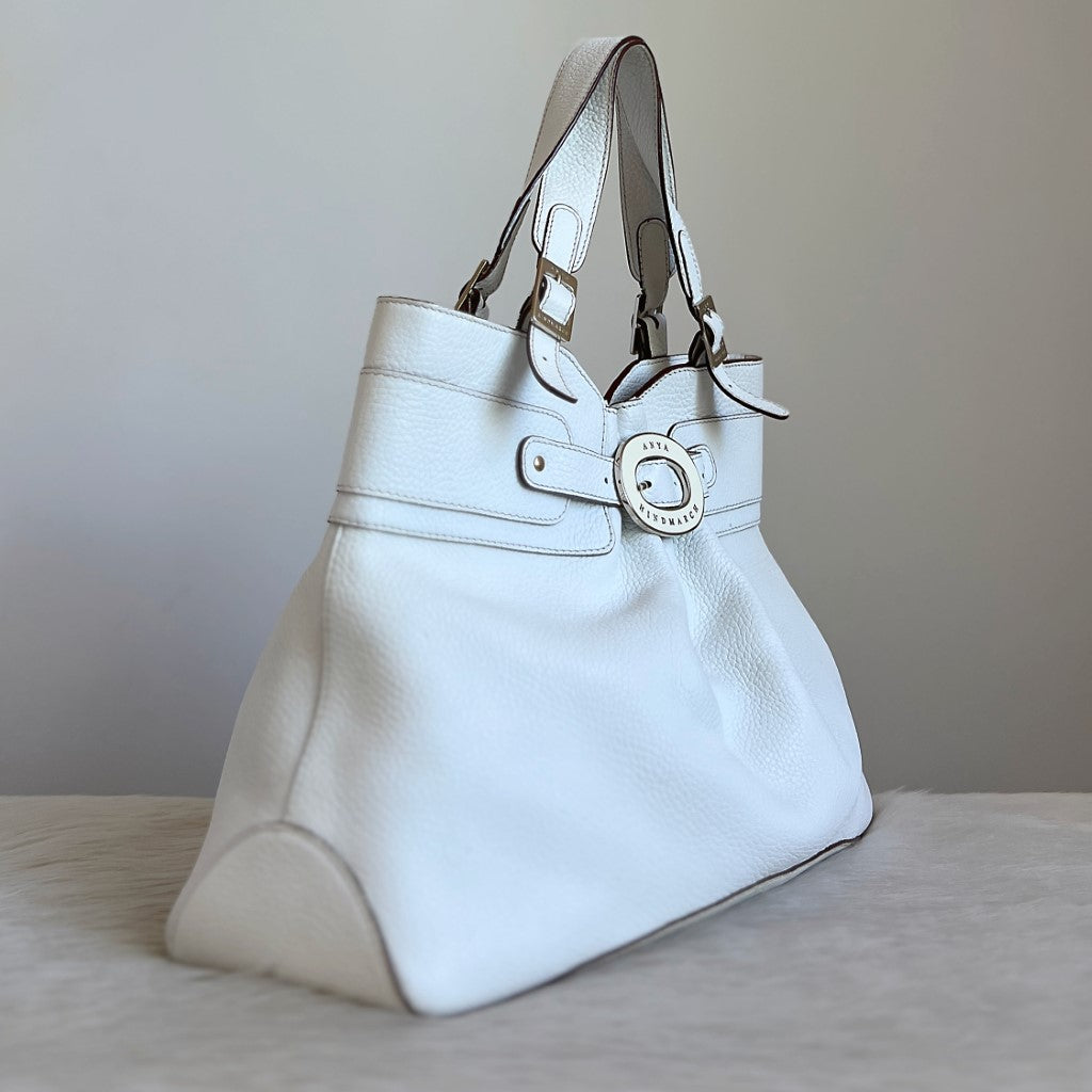 Anya Hindmarch White Leather Front Detail Shoulder Bag