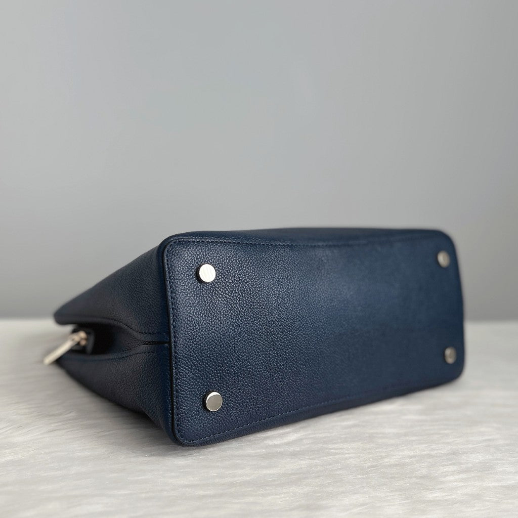 Kate Spade Navy Leather Triple Compartment 2 Way Shoulder Bag Like New