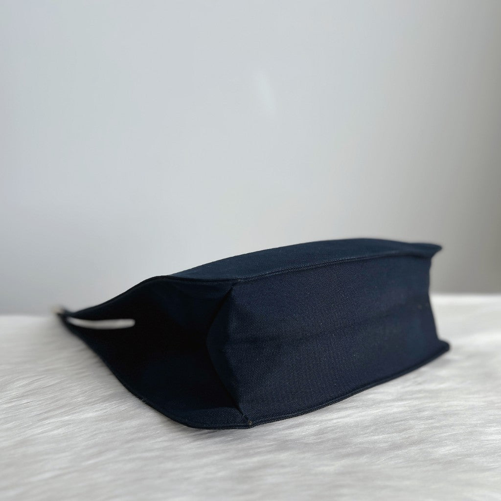 Gucci Dark Navy Canvas Gold Detail Shoulder Bag Excellent