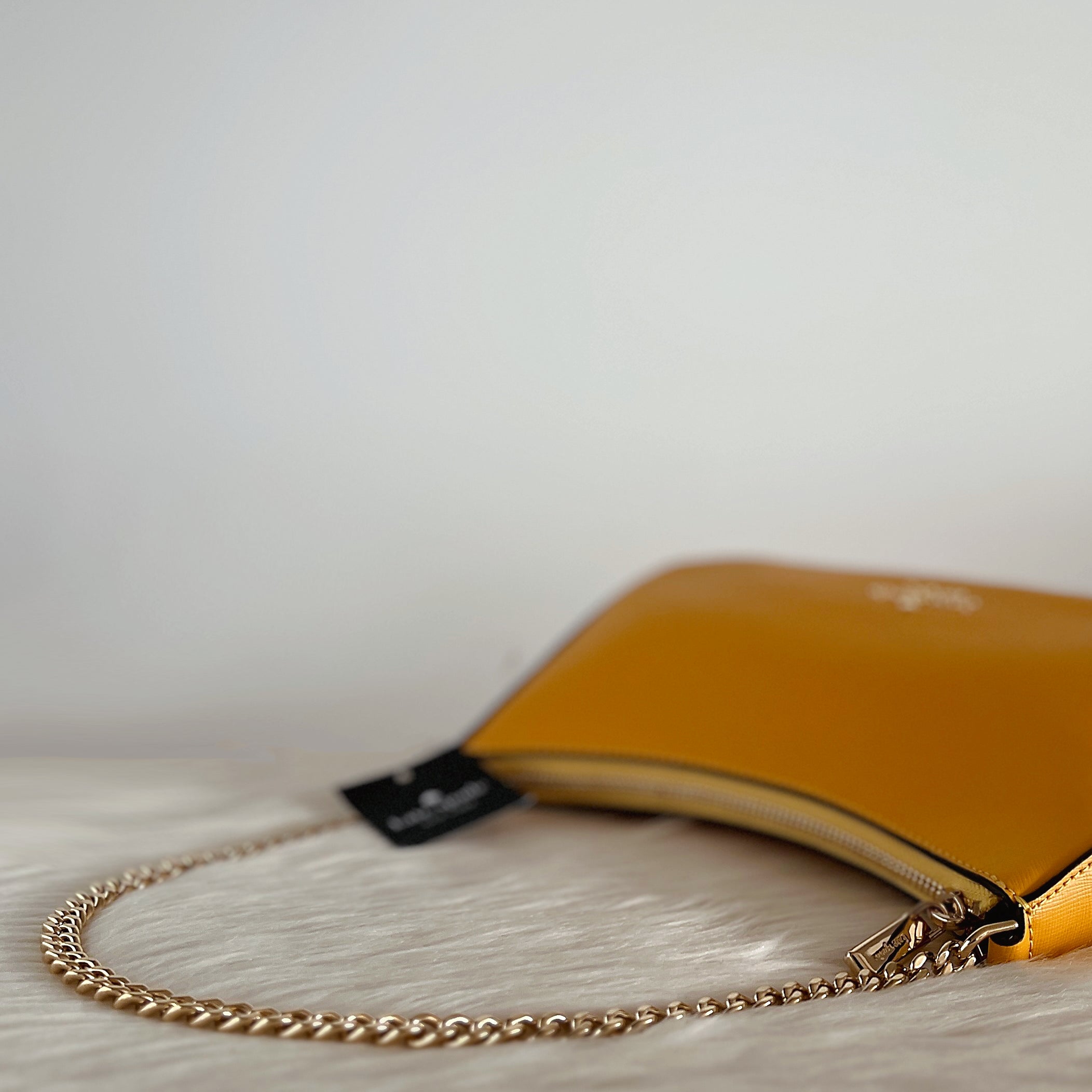 Kate Spade Yellow Leather Front Logo Chain 2 Way Shoulder Bag New with Tags