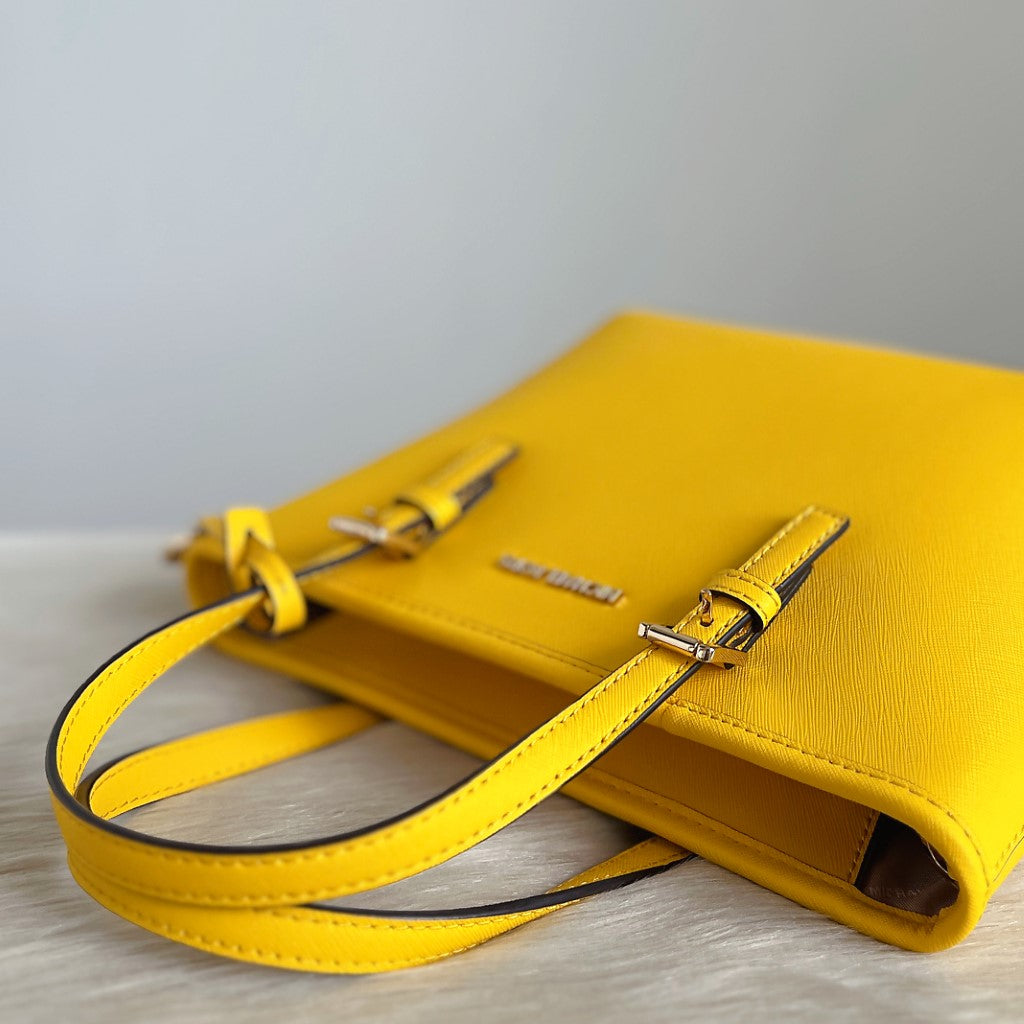 Michael Kors Yellow Saffiano Leather MK Charm 2 Way Shoulder Bag Excellent