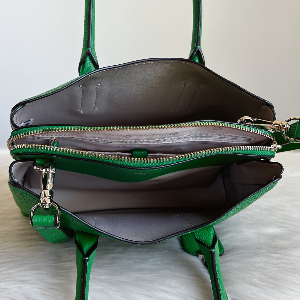 Kate Spade Green Leather Triple Compartment 2 Way Shoulder Bag Excellent