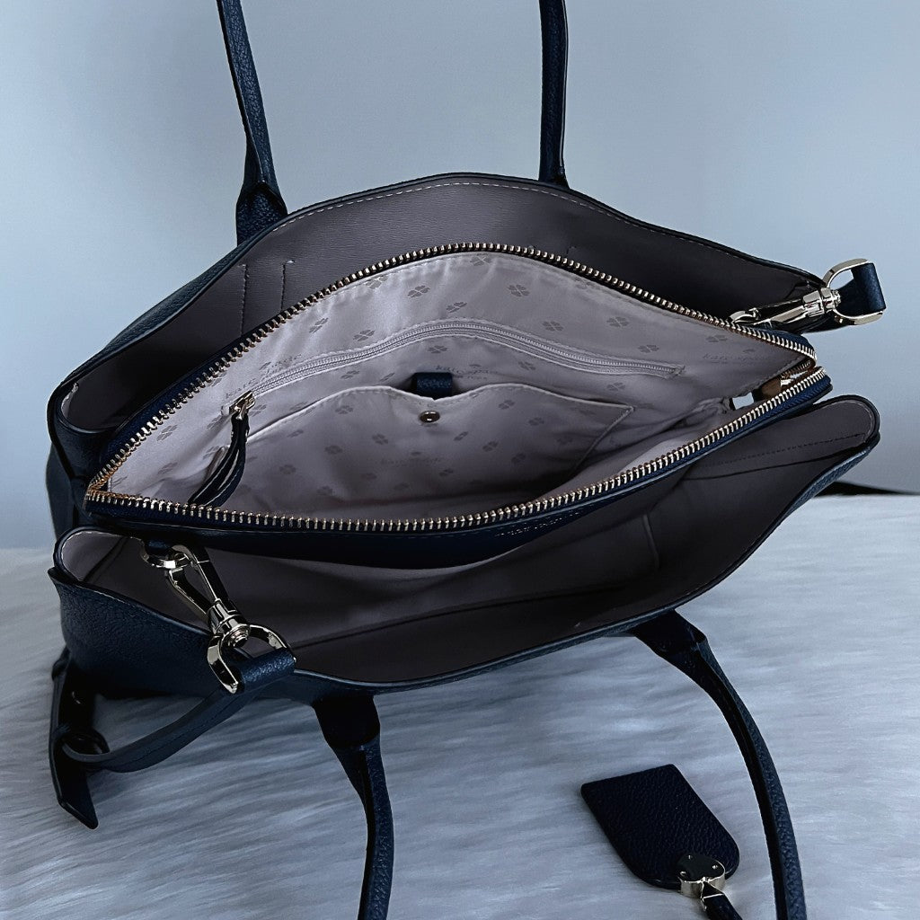Kate Spade Navy Leather Triple Compartment 2 Way Shoulder Bag Like New
