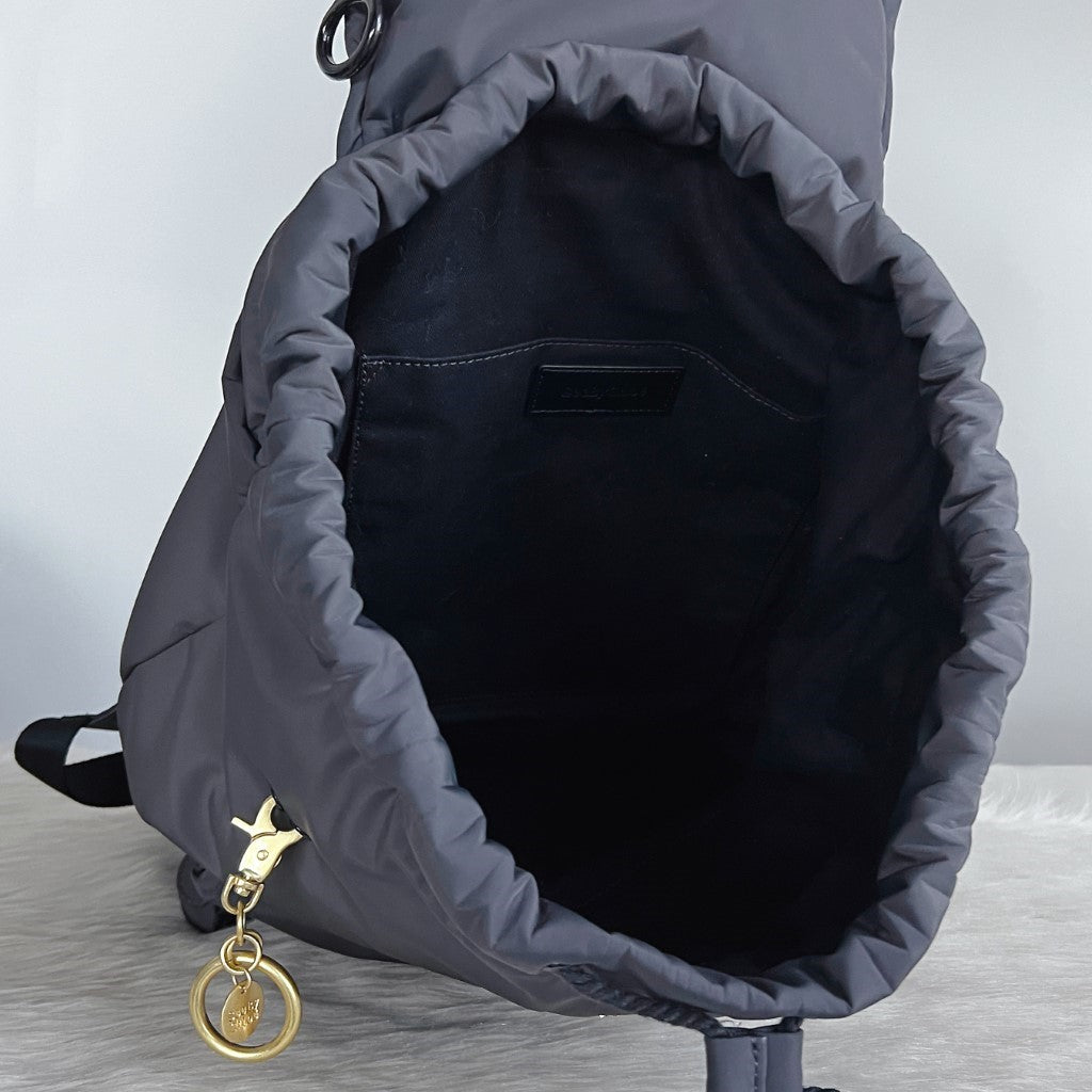 See by Chloe Dark Grey Drawstring Multi Pocket Backpack Like New