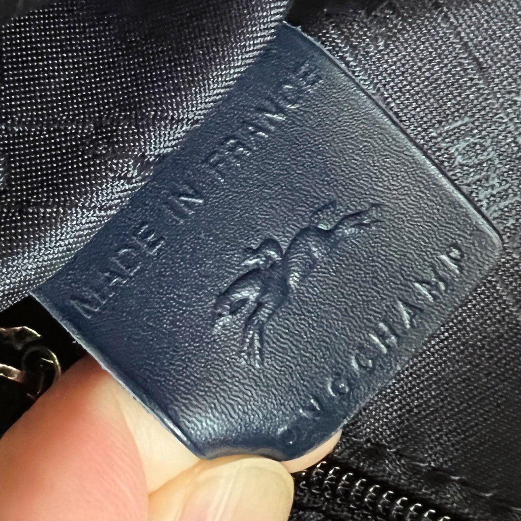 Longchamp Navy Leather Drawstring Bucket Crossbody Shoulder Bag Excellent