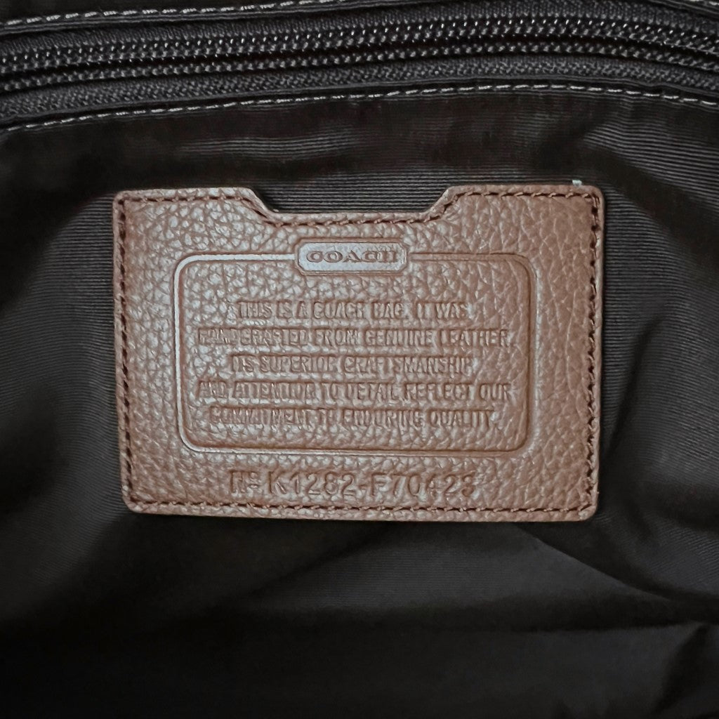 Coach Caramel Leather Large Business Unisex 2 Way Crossbody Bag Excellent