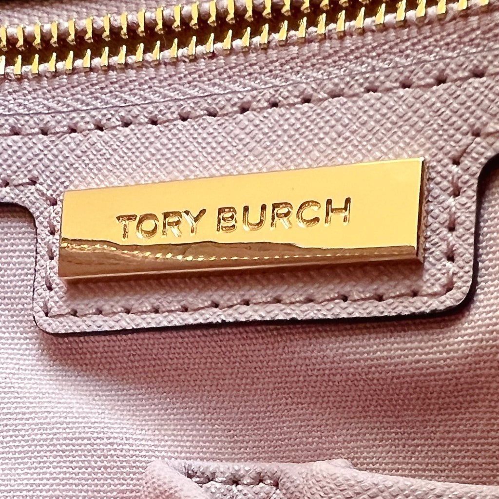 Tory Burch Pink Leather Triple Compartment Carryall Shoulder Bag Excellent