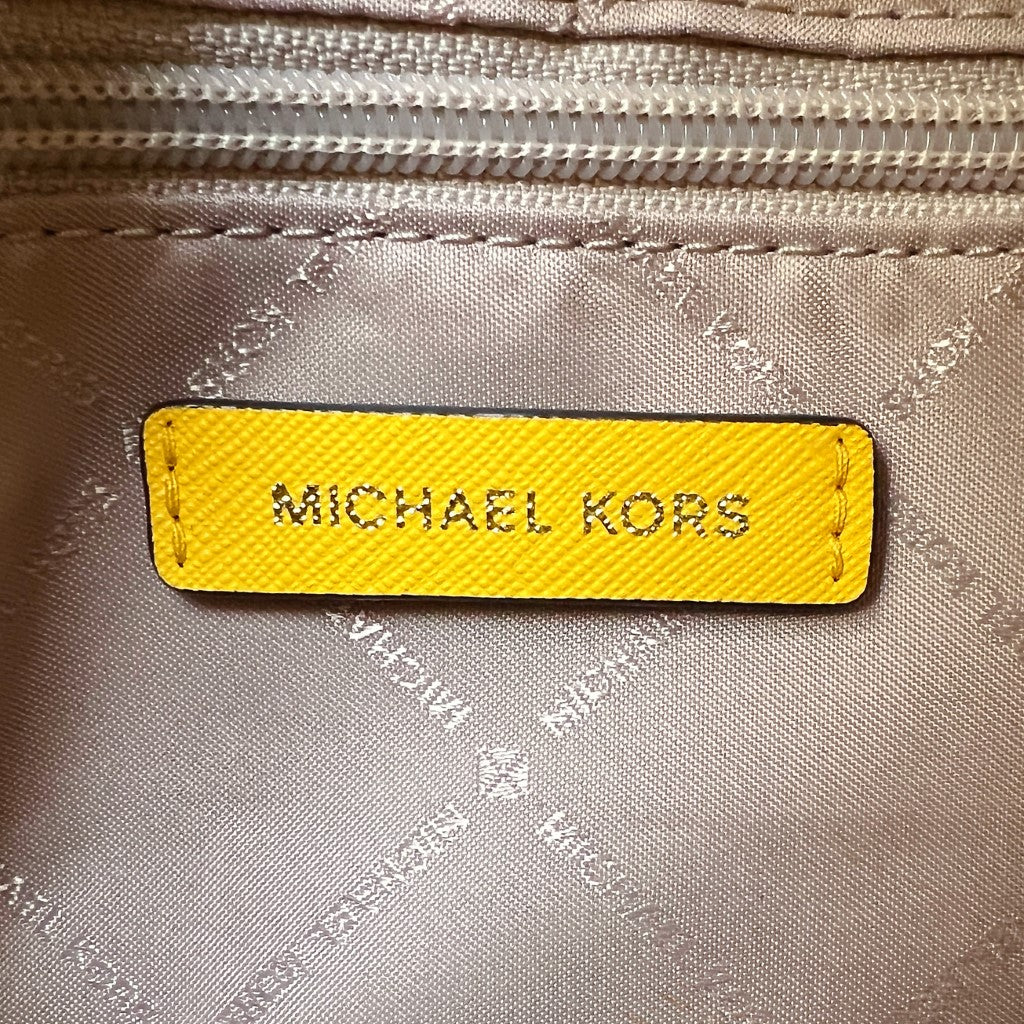 Michael Kors Yellow Saffiano Leather MK Charm 2 Way Shoulder Bag Excellent