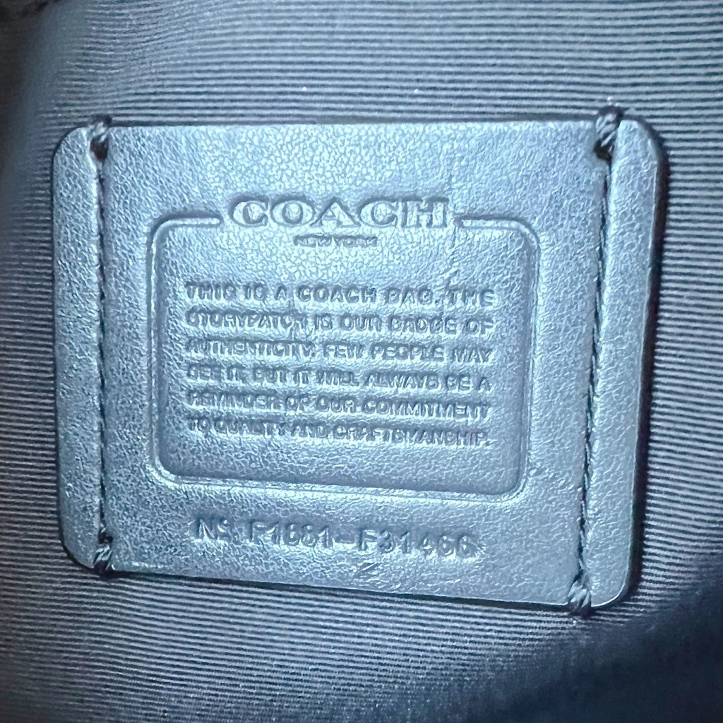 Coach Navy Leather Front Logo 2 Way Shoulder Bag Excellent