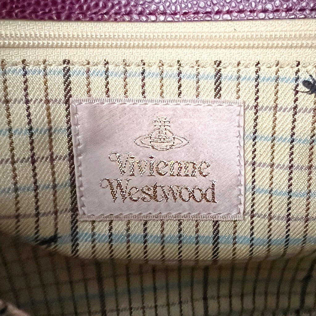 Vivienne Westwood Plum Leather Front Logo Shoulder Bag Excellent