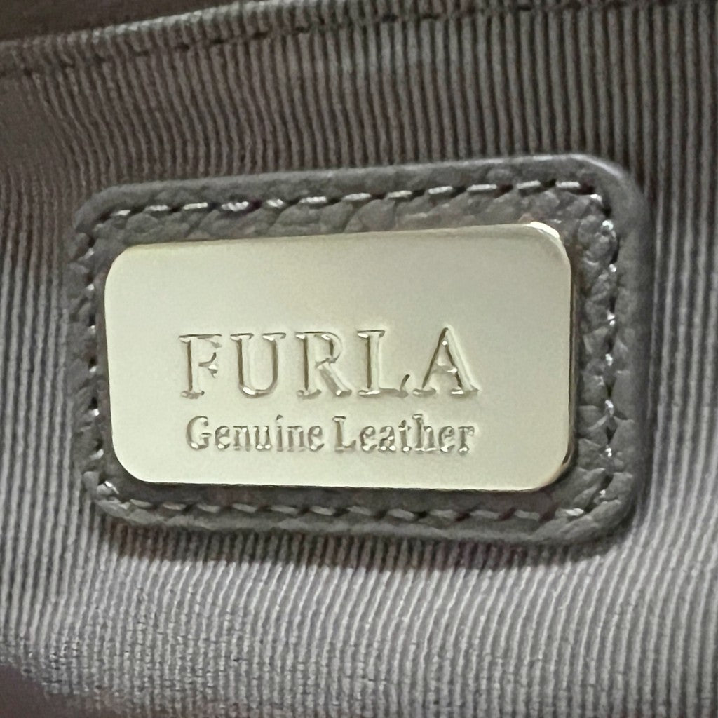 Furla Taupe Leather Side Zip Detail Slouchy 2 Way Shoulder Bag Like New
