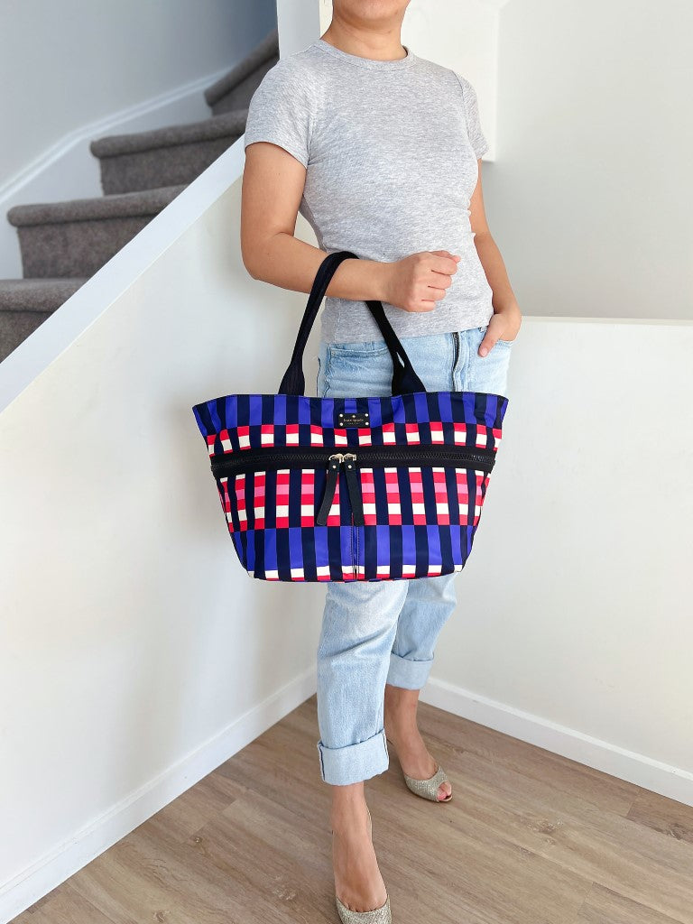 Kate Spade Colour Block Front Logo Large Carryall Shoulder Bag Excellent
