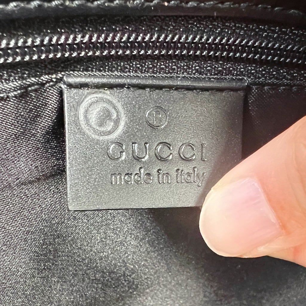 Gucci Dark Navy Canvas Gold Detail Shoulder Bag Excellent