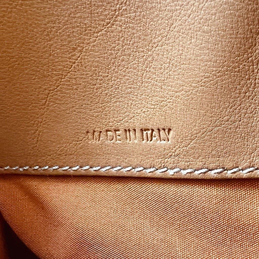 Tod's Beige Leather T Pattern Triple Compartment Shoulder Bag Excellent