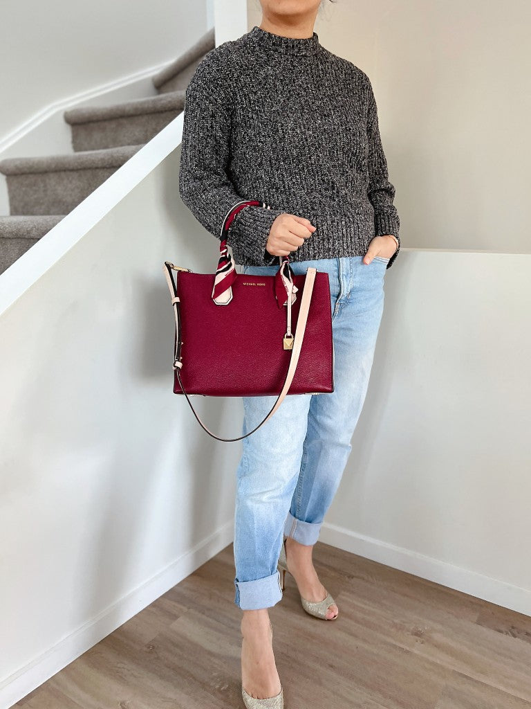 Michael Kors Two Tone Leather Triple Compartment 2 Way Shoulder Bag Like New