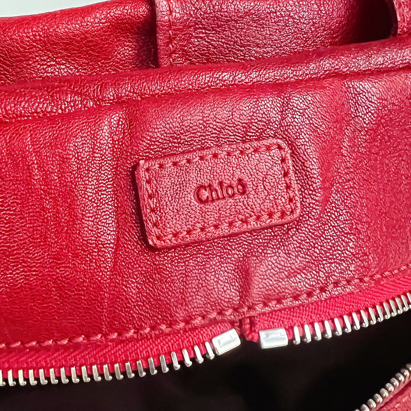 Chloe Maroon Leather Front Pockets Shoulder Bag