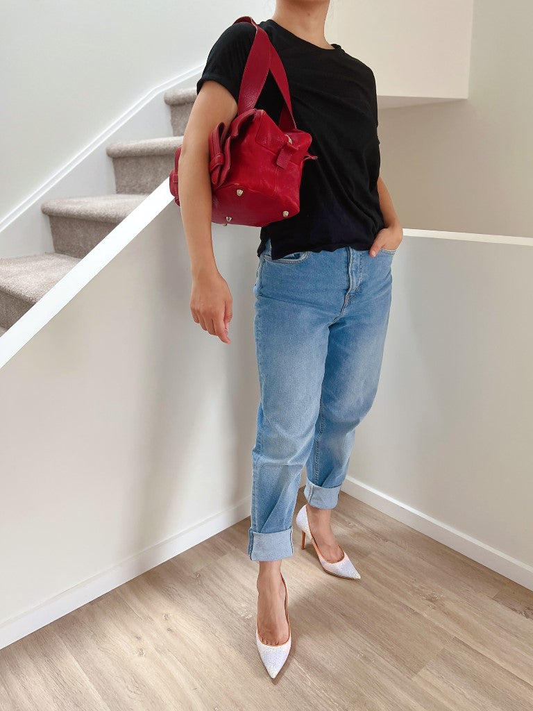 Chloe Maroon Leather Front Pockets Shoulder Bag