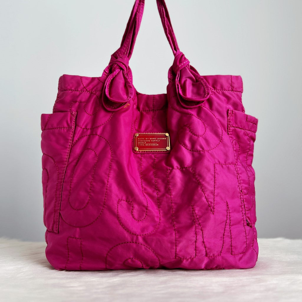 Marc Jacobs Signature Fuchsia Shopper Shoulder Bag