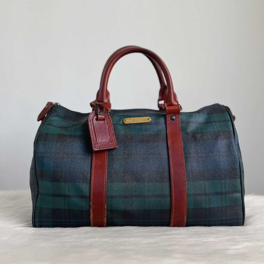 Ralph Lauren Polo Signature Check Print Boston Tote