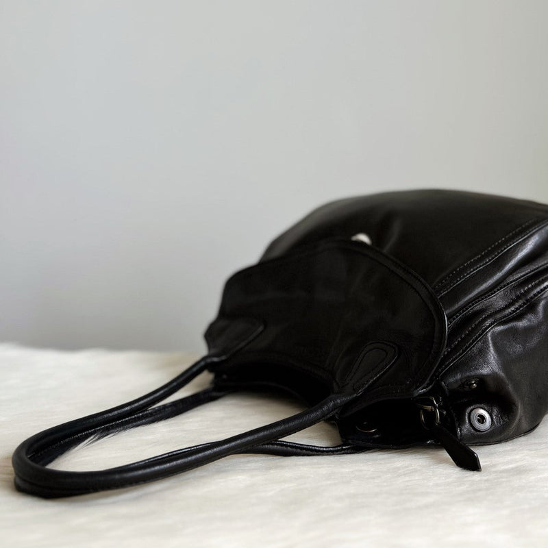 Prada Black Leather Front Pocket Shoulder Bag Luxury Trade