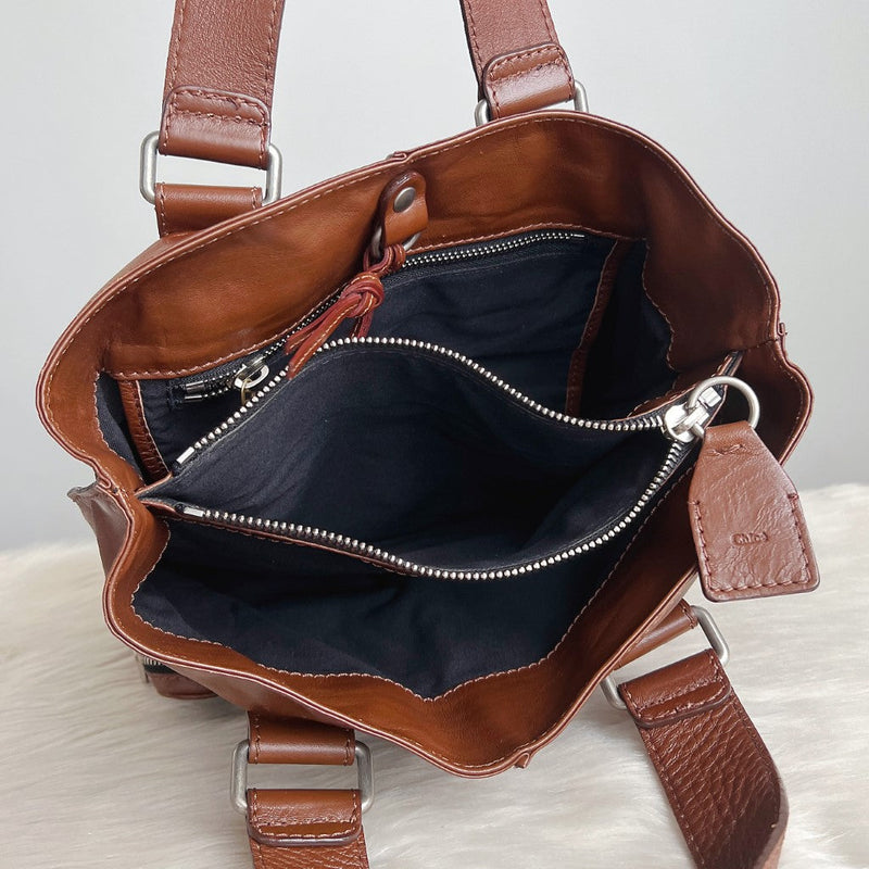 Chloe Brown Leather Multi-pocket Tote Bag