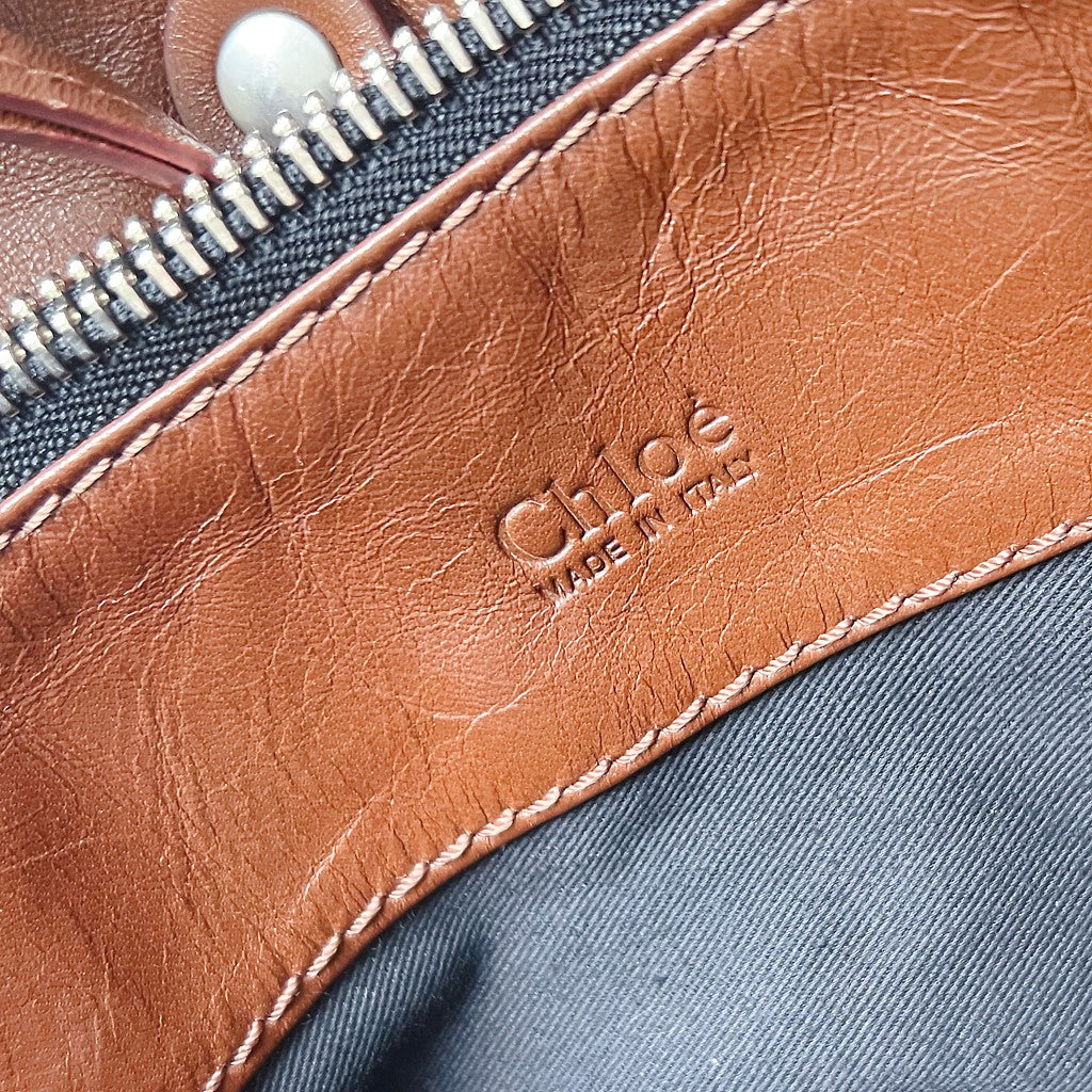 Chloe Brown Leather Multi-pocket Tote Bag