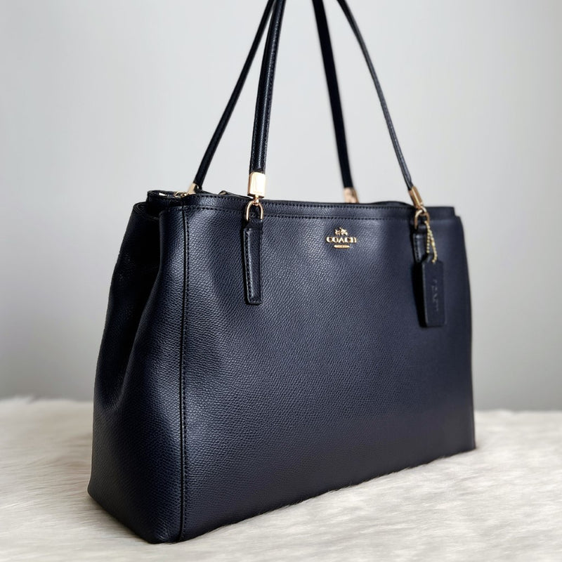 Coach navy blue on sale handbag