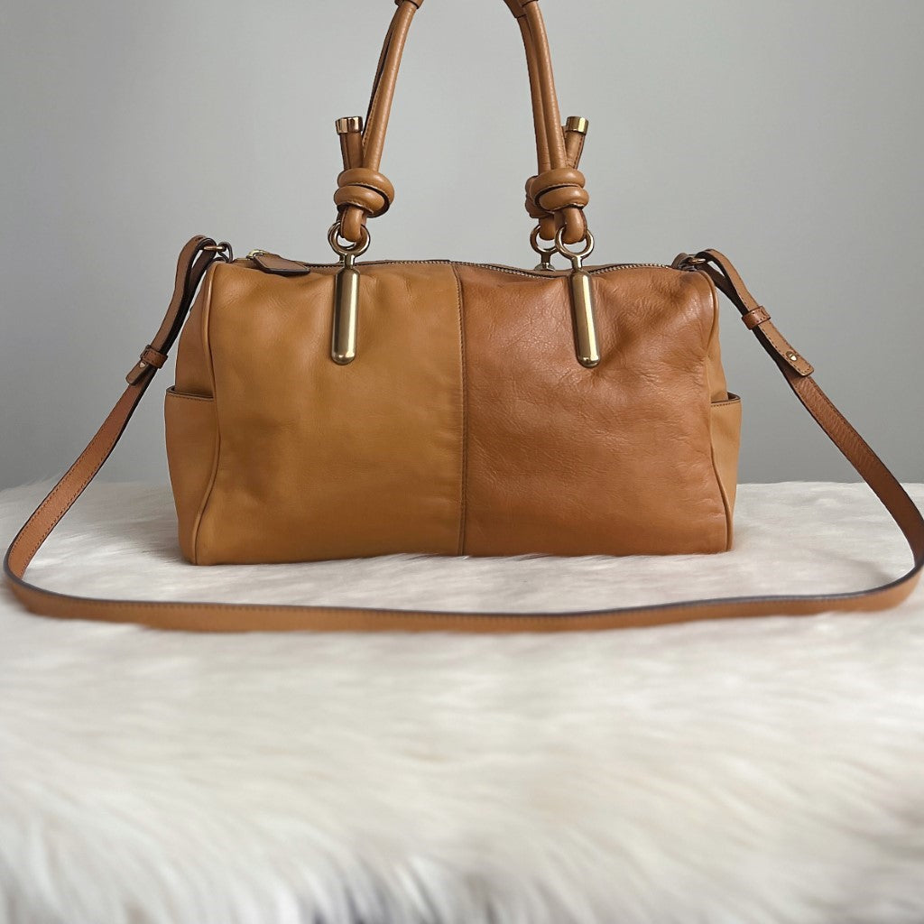 Chloe Caramel Leather Boston 2 Way Shoulder Bag