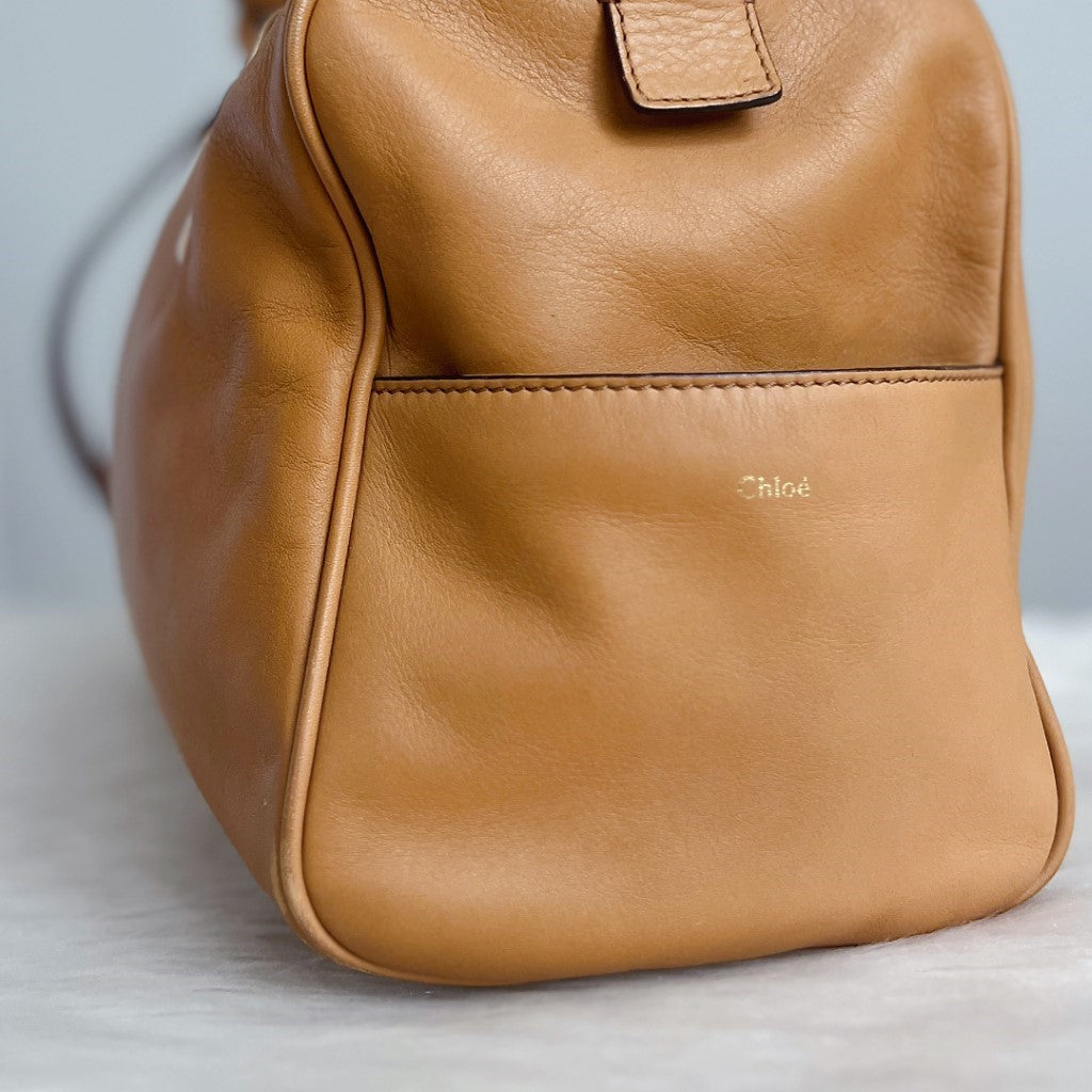 Chloe Caramel Leather Boston 2 Way Shoulder Bag