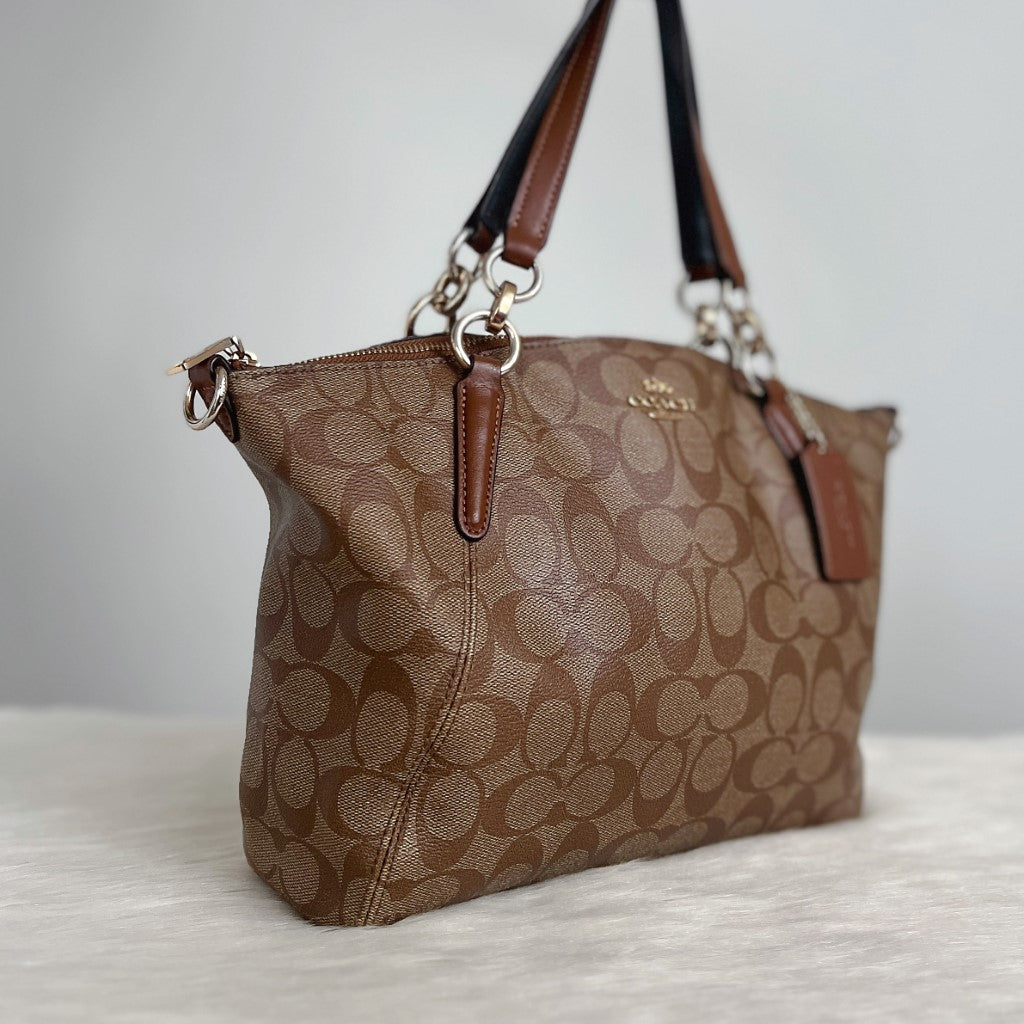 Coach Signature Monogram Front Logo 2 Way Shoulder Bag