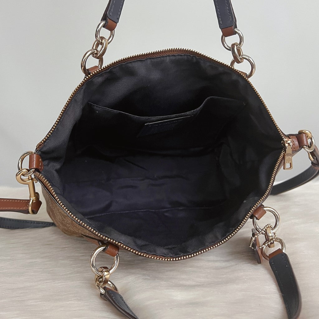 Coach Signature Monogram Front Logo 2 Way Shoulder Bag