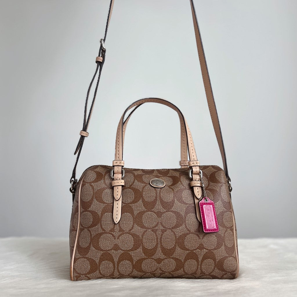 Coach Signature Monogram Boston 2 Way Shoulder Bag